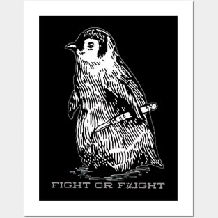 Vintage Fight or Flight Penguin Posters and Art